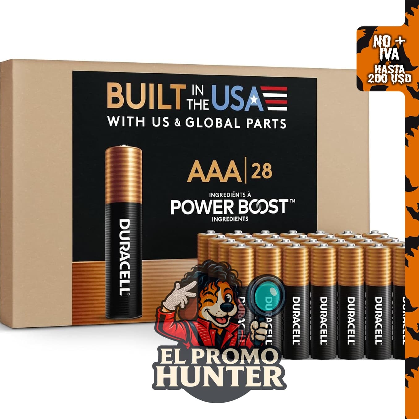 DURACELL Coppertop Pilas AAA, paquete de 28, con vida útil de 12 años y almacenamiento resellable.