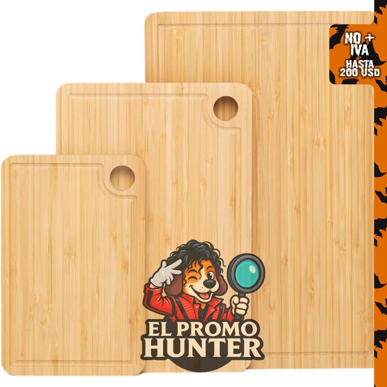Juego de 3 tablas de cortar de bambú.