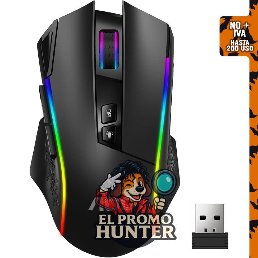 AOC GM401 Ratón inalámbrico RGB, 12000 DPI, corte de disparo.
