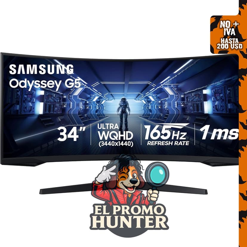 Samsung Odyssey G5 monitor curvo 34" (86 cm) ultra ancho, modelo G5, para gaming.