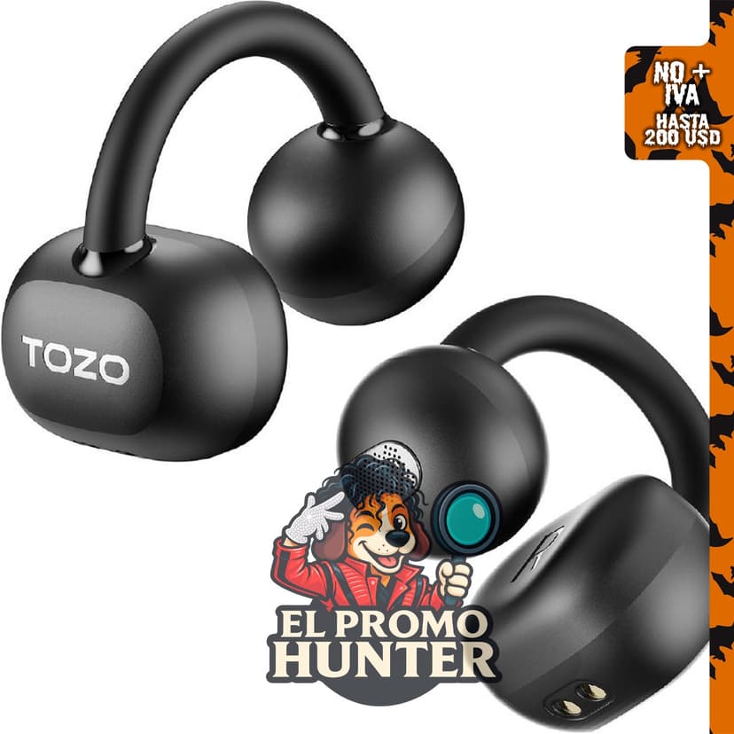 TOZO OpenEarRing - Auriculares inalámbricos con clip de oreja abierto, Bluetooth 5.4, 40 horas de reproducción.