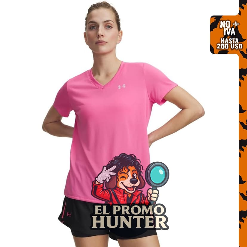 Under Armour Tech Short Sleeve V-Neck Solid, camiseta de mujer con cuello en V y manga corta.