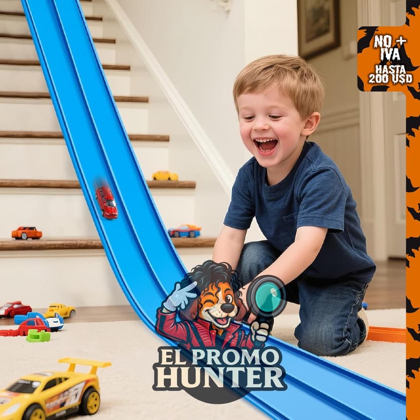 Flex Tracks - Juego de iniciación de 15 pies, pista de carreras flexible para niños, compatible con autos 1/64.