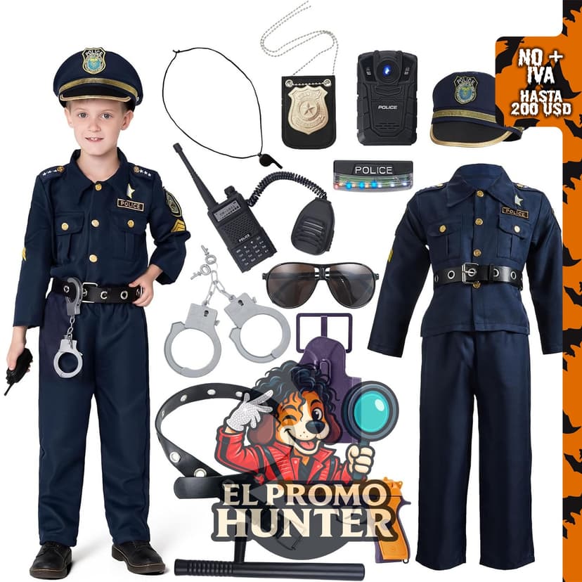 Disfraz de Halloween de policía para niños, incluye atuendo para juegos de rol.