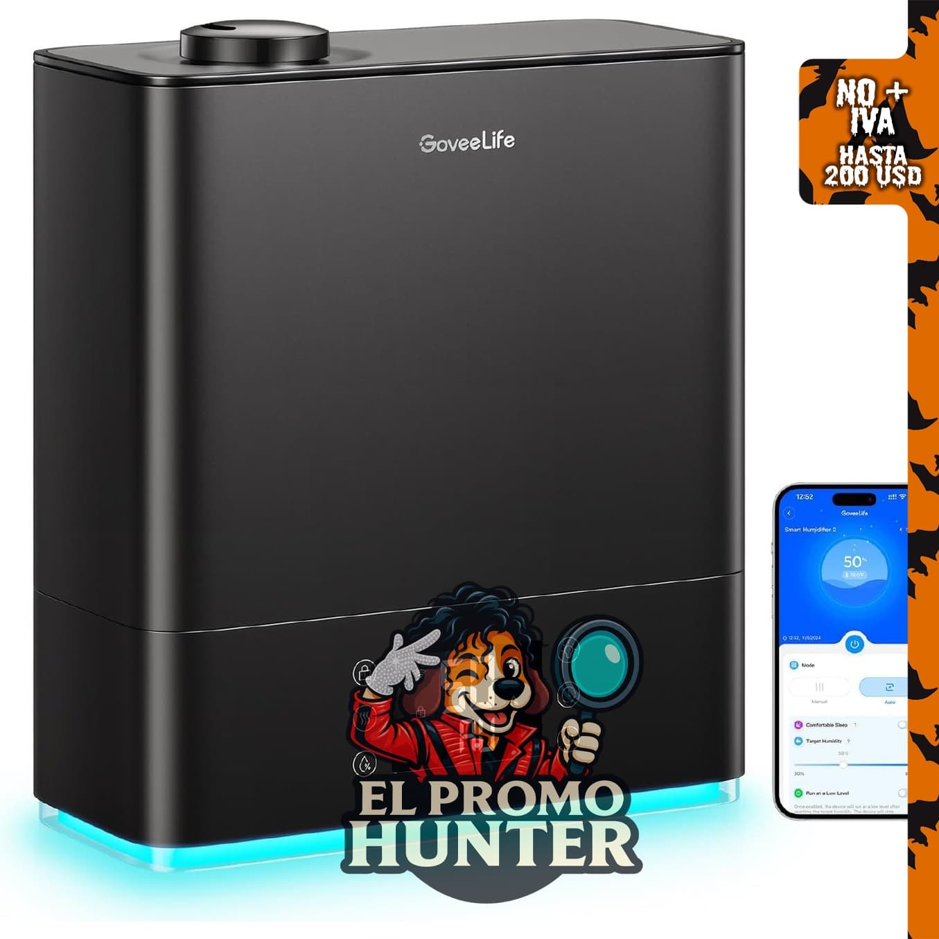 GoveeLife Humidificador inteligente de 6L para habitaciones grandes, llenado superior.