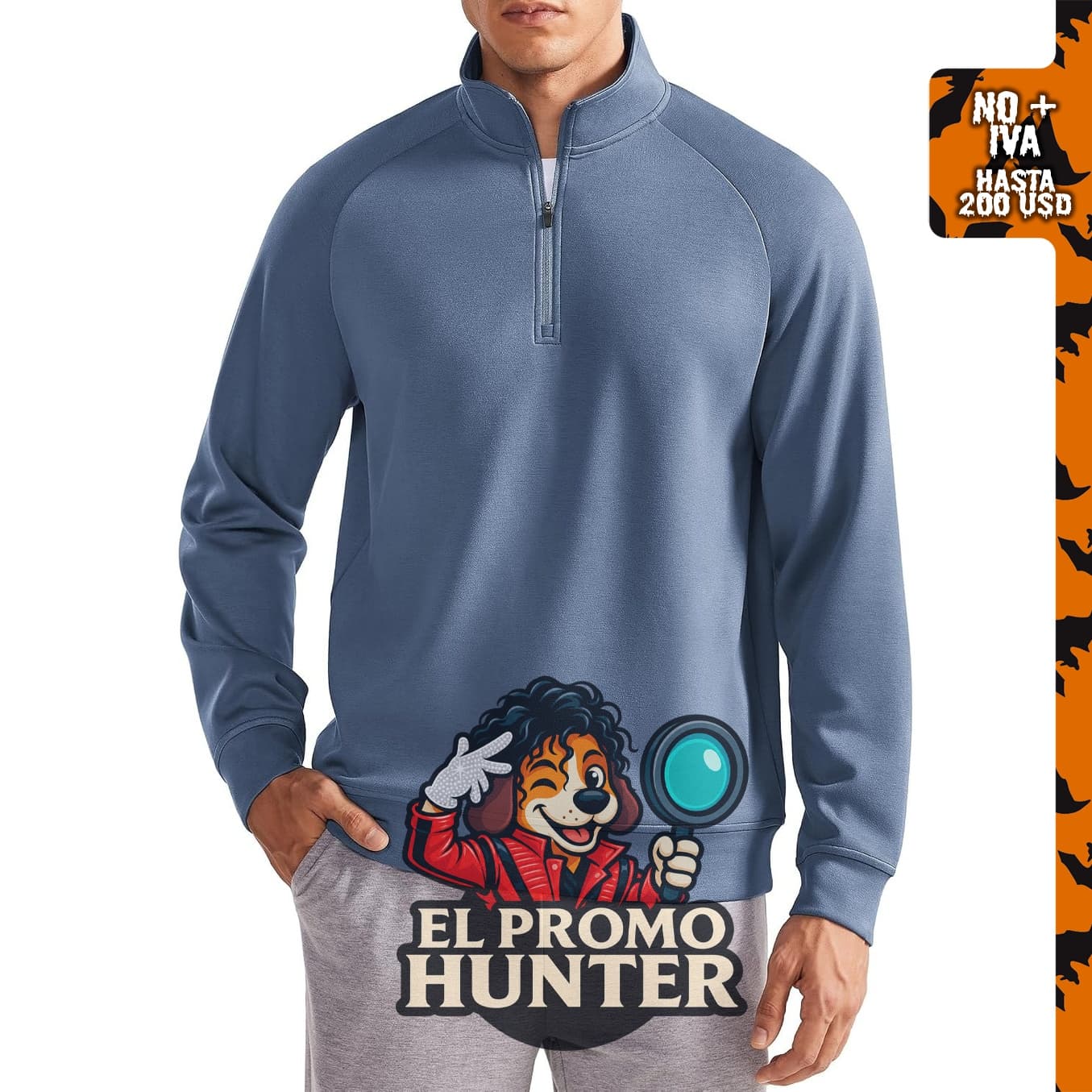 Sudadera ligera de manga larga con cremallera de un cuarto para hombre.