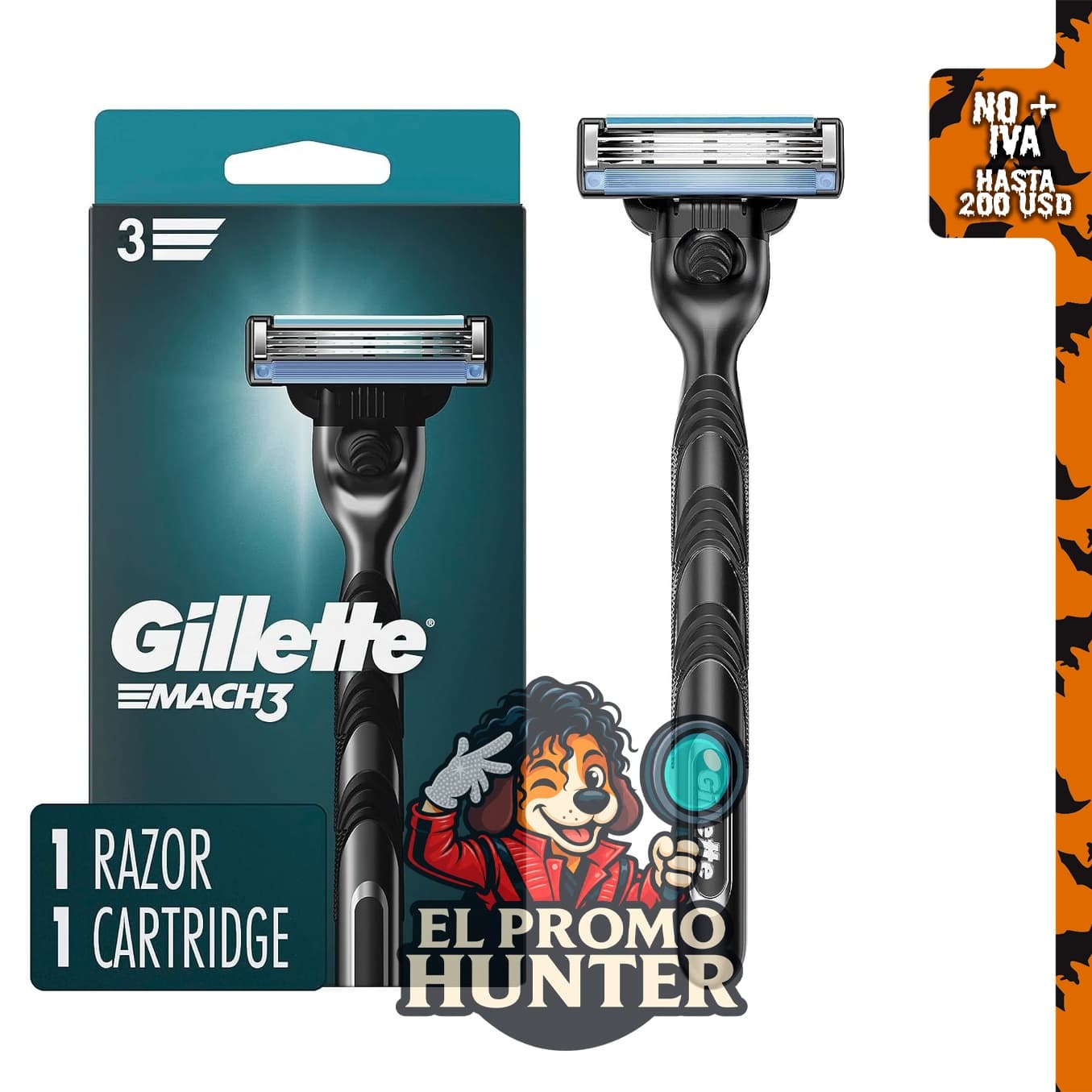 Gillette Mach3 maquinilla de afeitar para hombre con 1 mango y 1 repuesto de hoja.