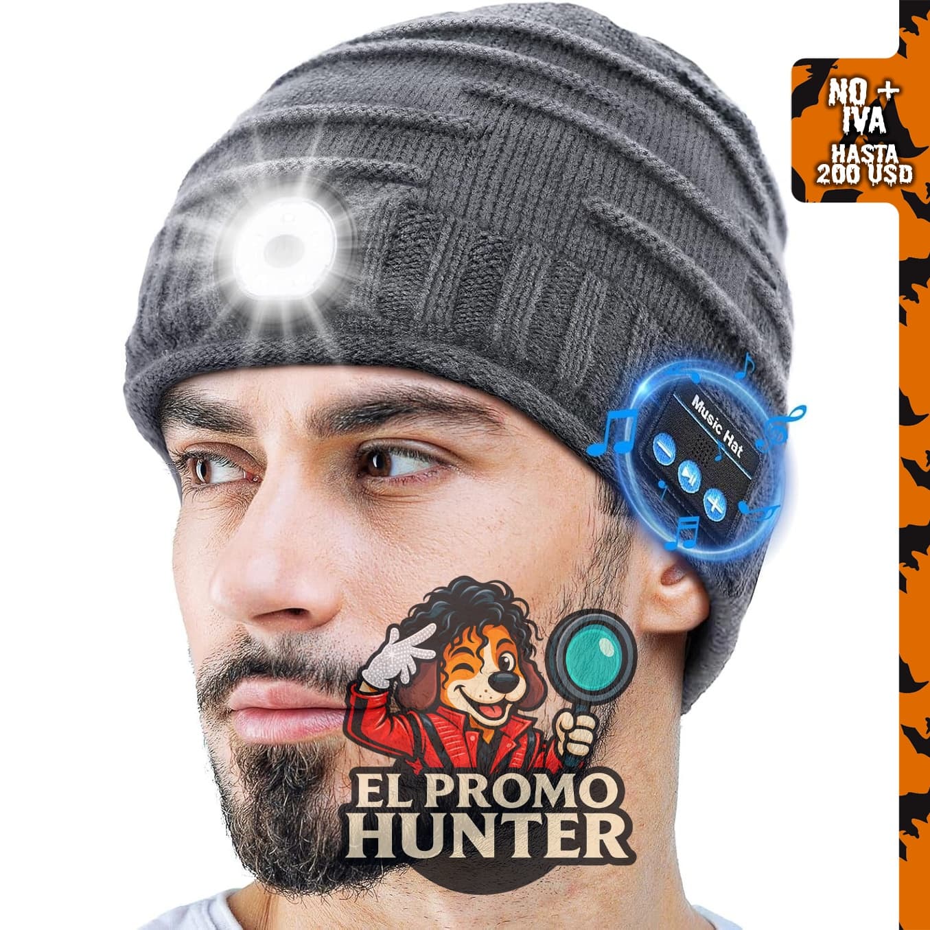 ZOOI Gorro Bluetooth con Luz para hombres.