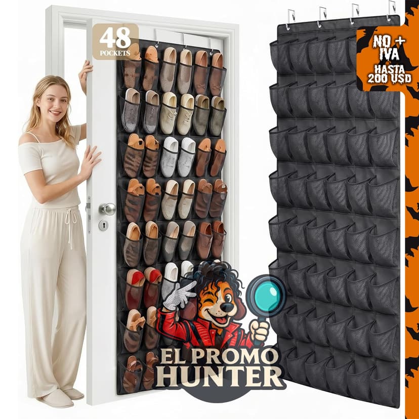 Organizador de zapatos de 48 bolsillos, apto para zapatos de mujer hasta talla 9 de EE. UU.