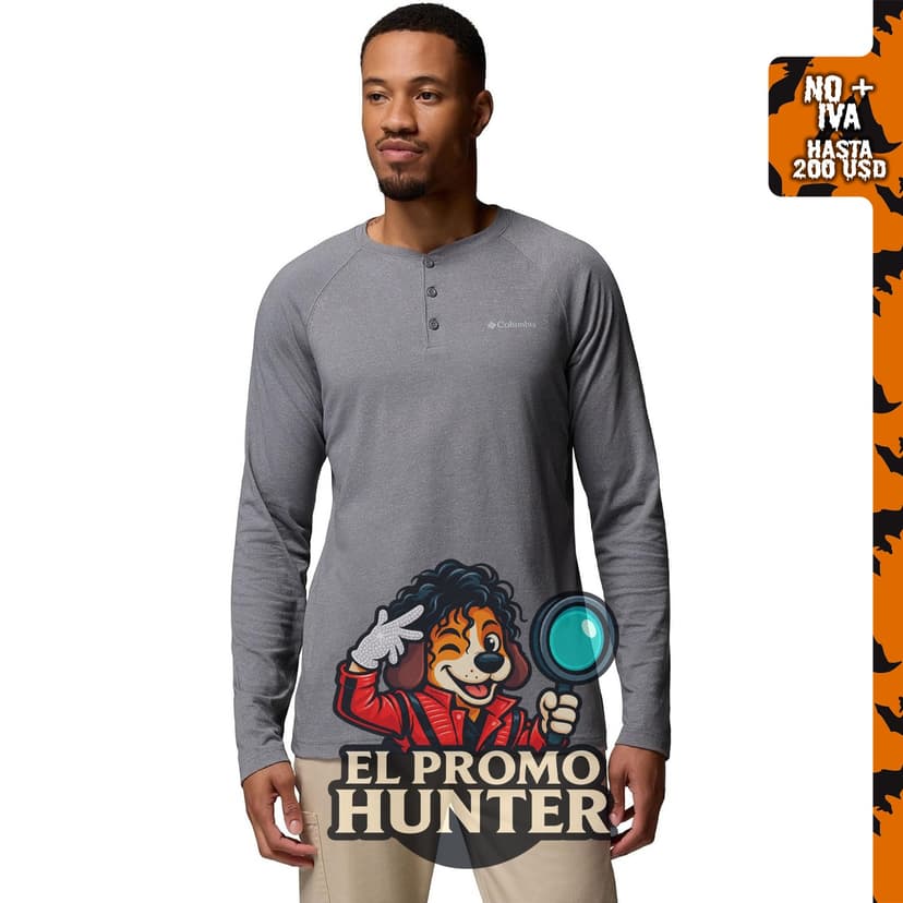 Camiseta raglán Columbia Thistletown Hills Henley para hombre.