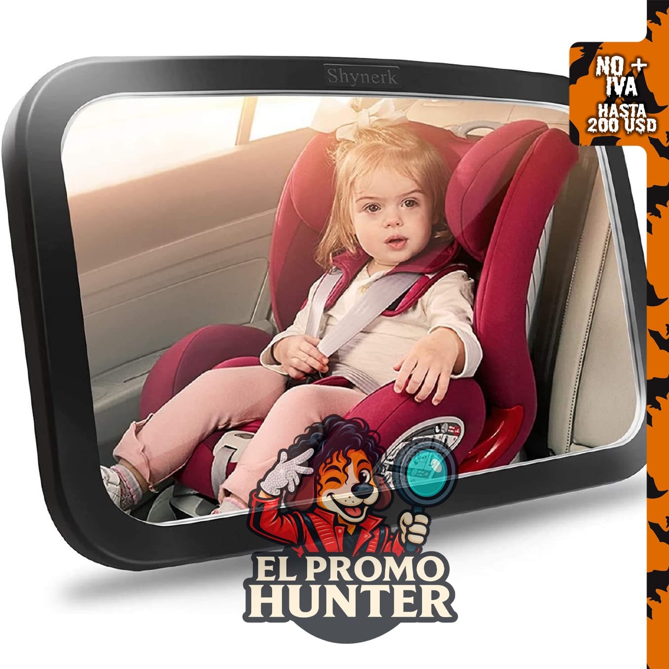 Espejo de coche para bebé Shynerk, espejo de seguridad para asiento trasero con rotación de 360°.
