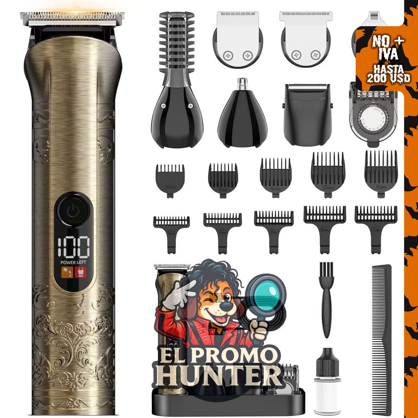 Solati Cortadora de barba eléctrica, kit profesional para cortar cabello y vello facial.
