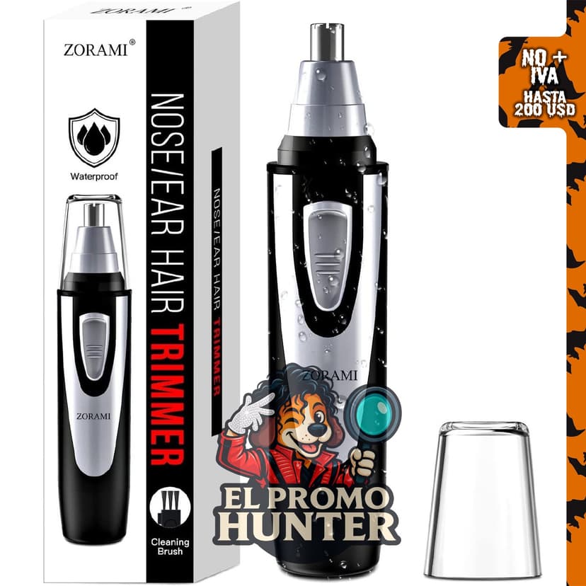 ZORAMI Cortador de Vello Nasal y Auricular 2026, recortadora a batería, resistente al agua IPX7, cuchillas de doble filo.