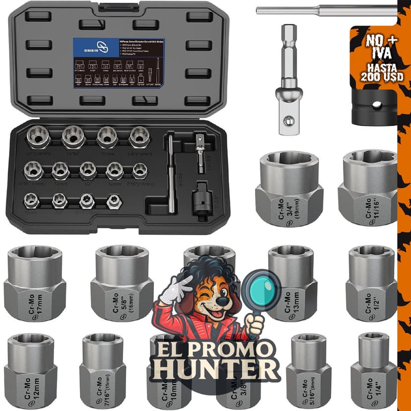 STREBITO Kit extractor de pernos, juego de socket extractor de pernos.