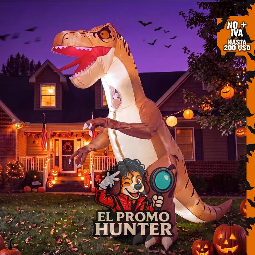 Disfraz inflable de dinosaurio T Rex para adultos con LED.