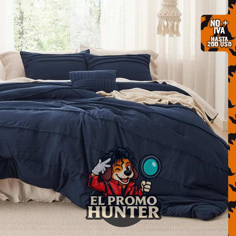 Bedsure Juego de edredón tamaño Queen de 4 piezas con pliegues, incluye 1 edredón, 2 fundas de almohada y 1 almohada decorativa.