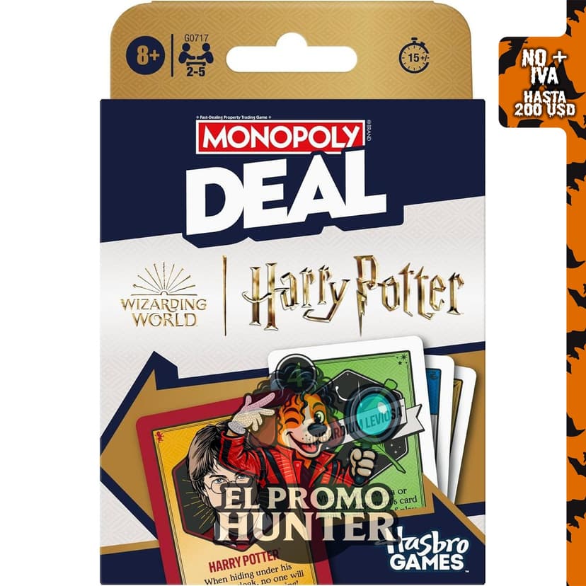Juego de cartas Monopoly de Harry Potter, para 2 a 5 jugadores, recomendado a partir de 8 años.
