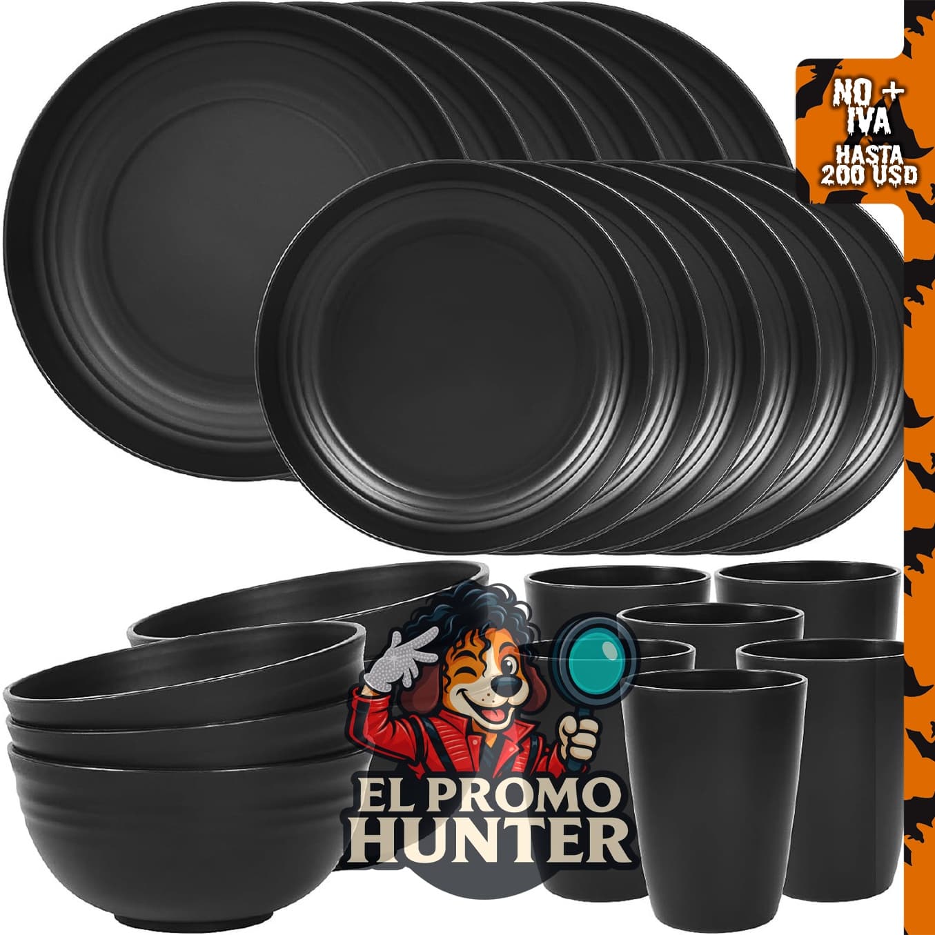 Set de platos y tazones Quatish de 24 piezas para 6 personas.