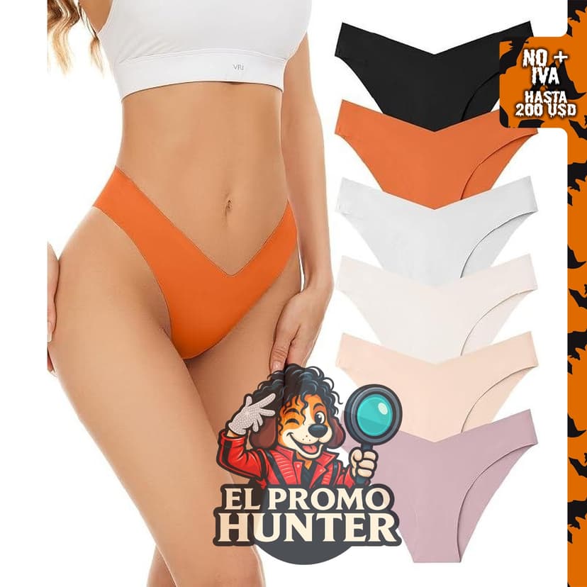 Paquete de 6 bragas de bikini sin costuras para mujer, talla S-XL, transpirables y elásticas.