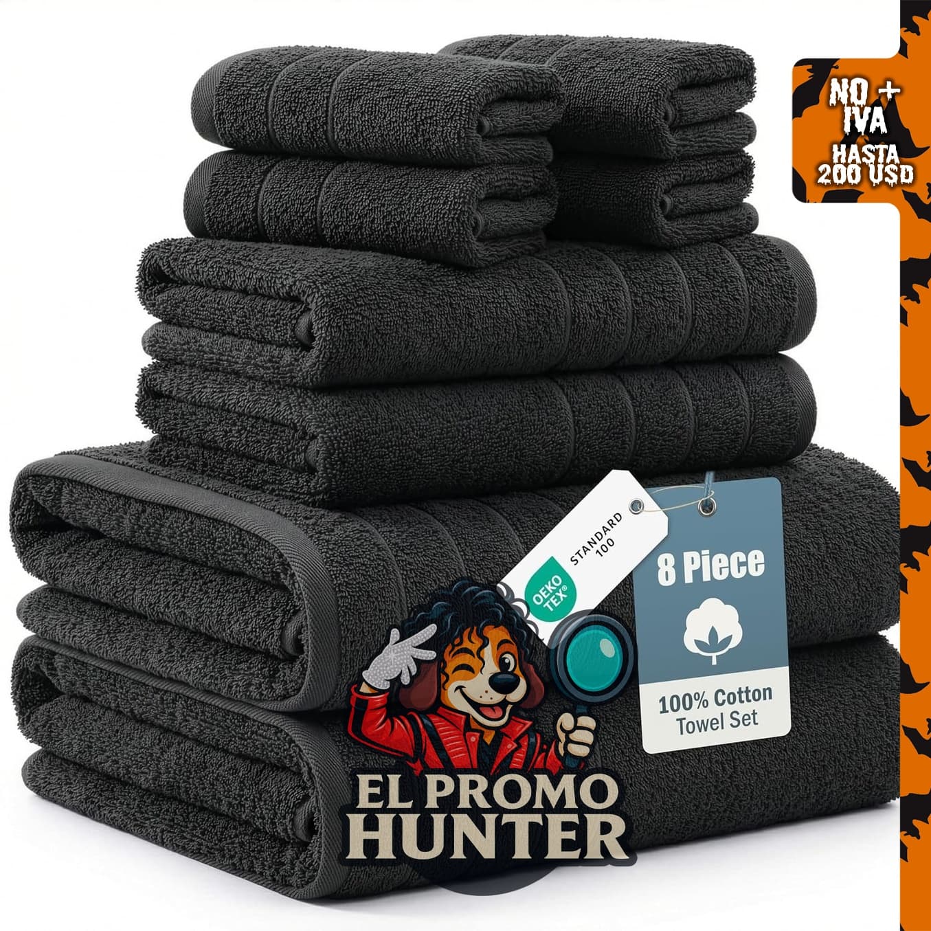 Casa Platino Juego de toallas de baño de 8 piezas, suaves y absorbentes.