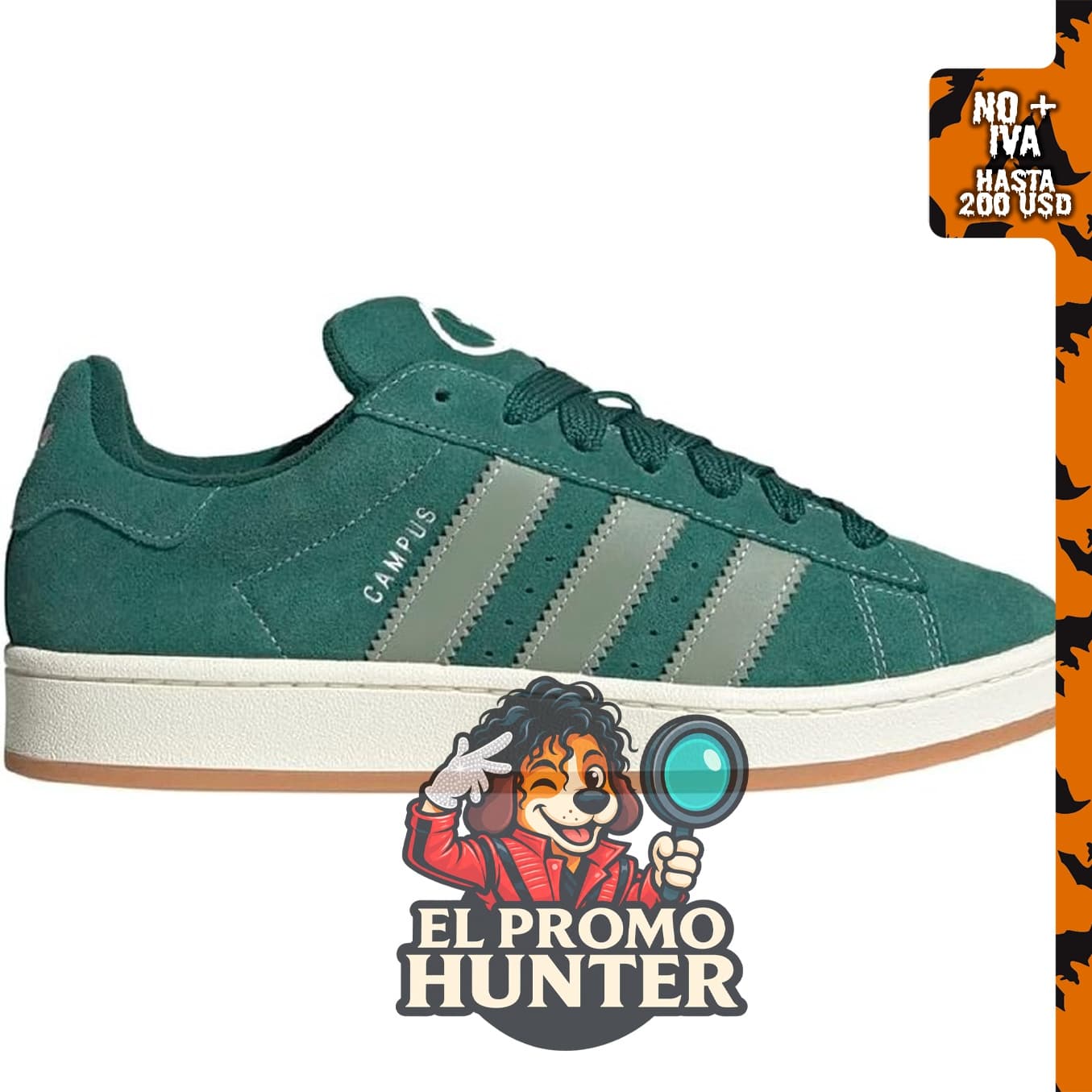 Zapatillas adidas Hombres Campus 00S con cordones, color verde, talla 10 M.
