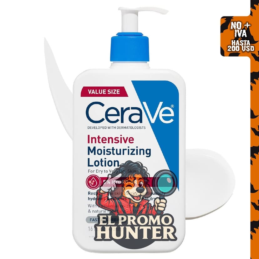 CeraVe Loción hidratante intensiva con hidrourea y manteca de karité, para piel seca.