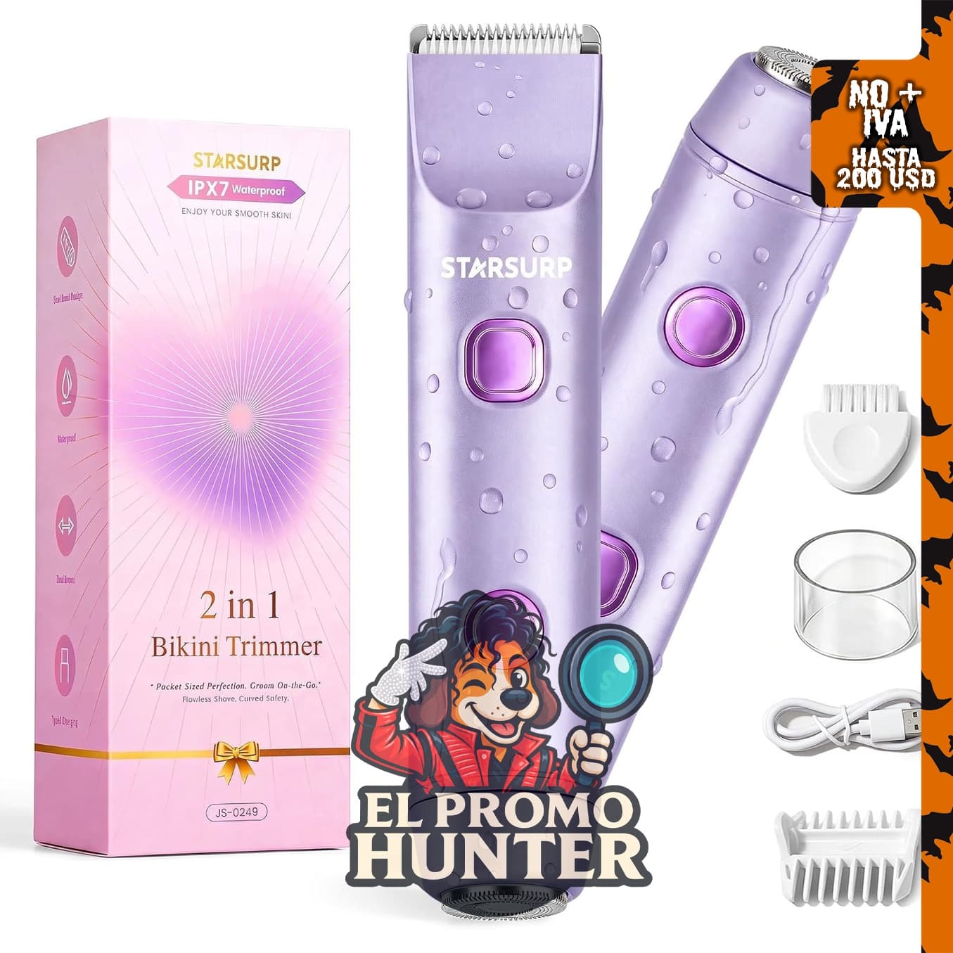Bikini Trimmer for Women, recortadora eléctrica 2 en 1 con cabezales duales.