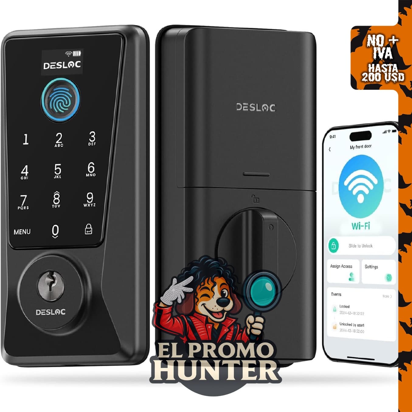 Cerradura inteligente DESLOC D110 Plus con control por app y huella dactilar.