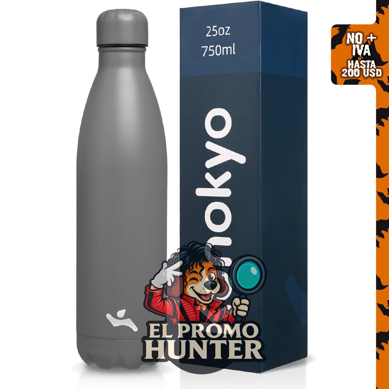 Konokyo Botella de agua de 25 oz, termo de metal con aislamiento de doble pared de acero inoxidable.
