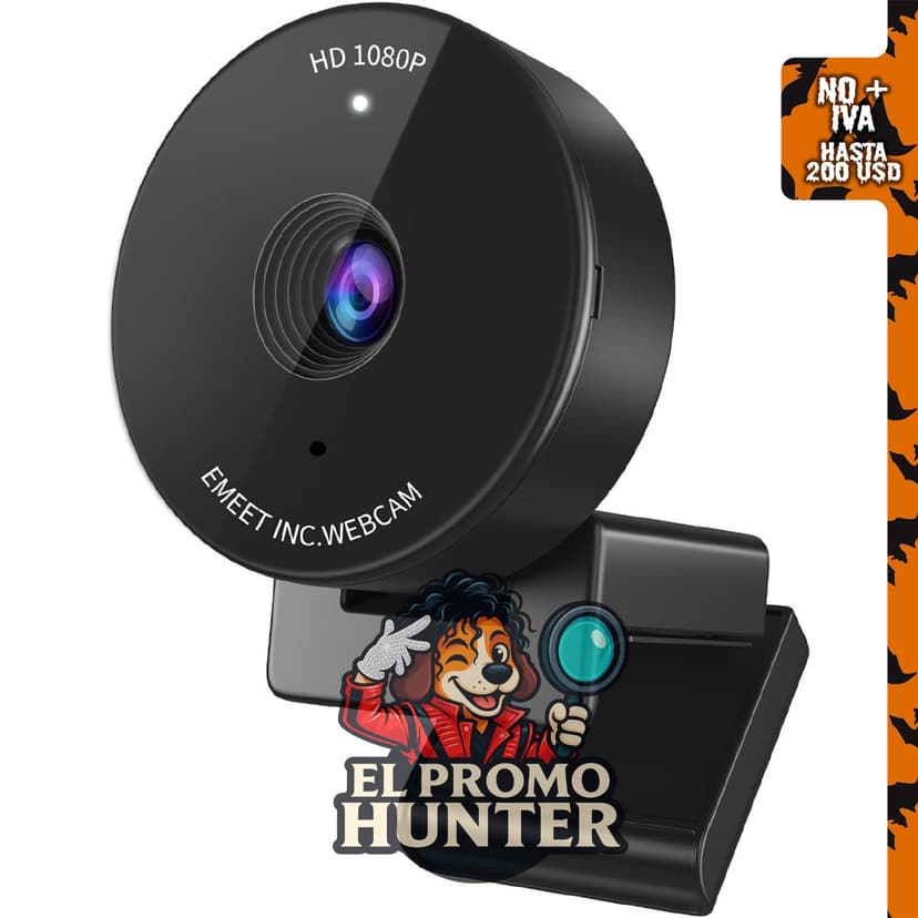 EMEET C950 Webcam 1080P, USB con micrófono y tapa de privacidad física.