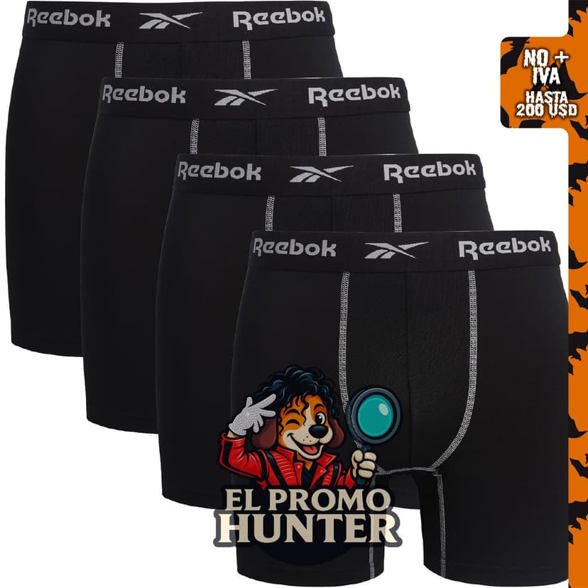 Reebok Calzoncillos tipo bóxer para hombre, paquete de 4 unidades.