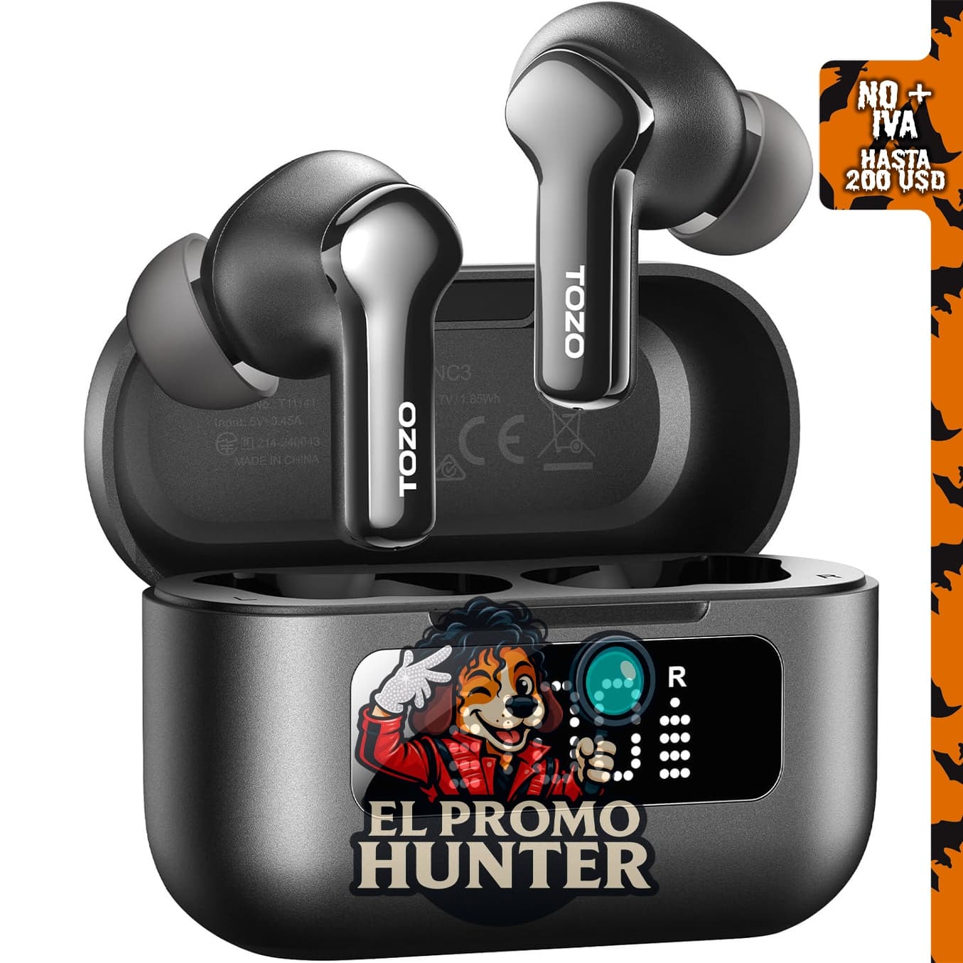 TOZO Auriculares inalámbricos híbridos con cancelación activa de ruido.