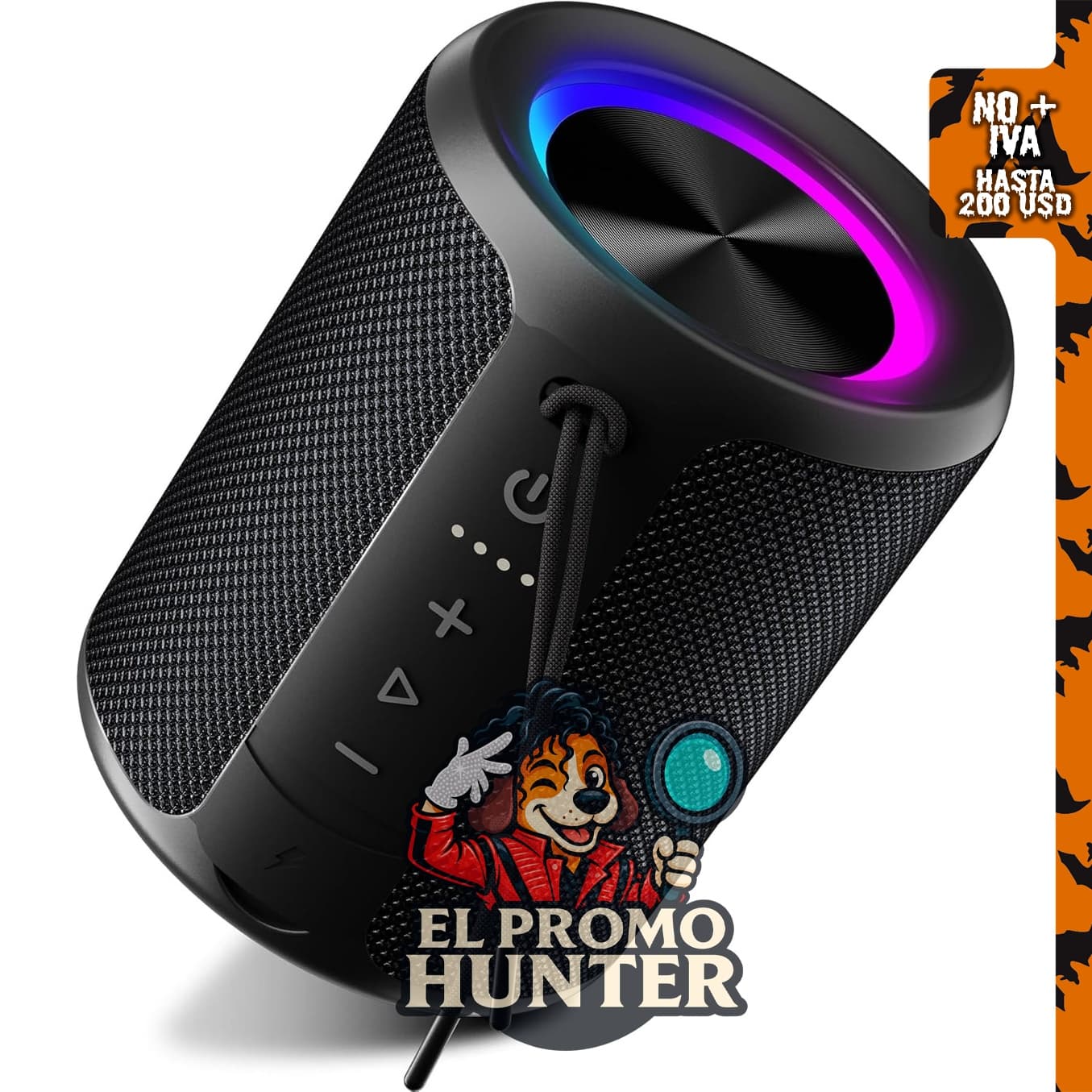 Altavoz Bluetooth DUDGSIS, estéreo de 20 W, IPX7 impermeable, con luz RGB.