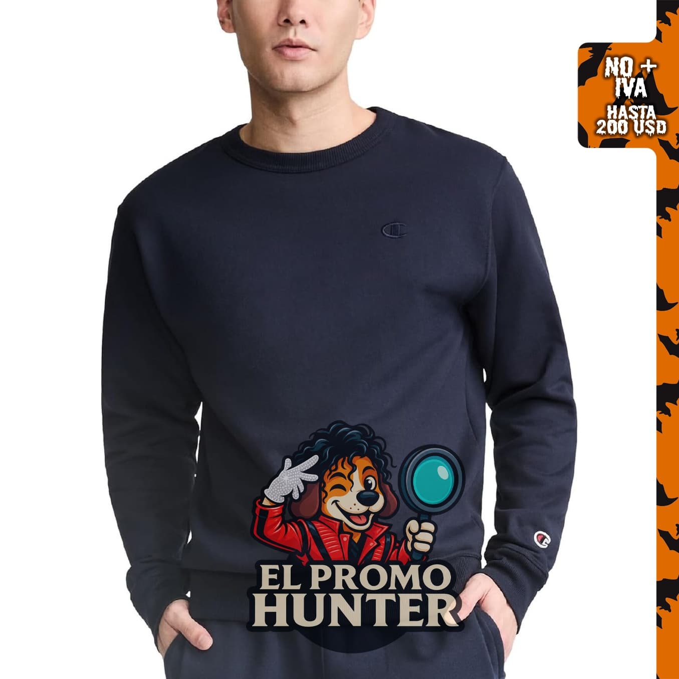 Sudadera de forro polar de peso medio con cuello redondo para hombre, talla normal o grande.