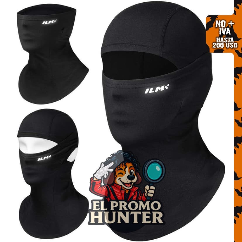 ILM Balaclava para motocicleta y esquí FM01A, color negro.