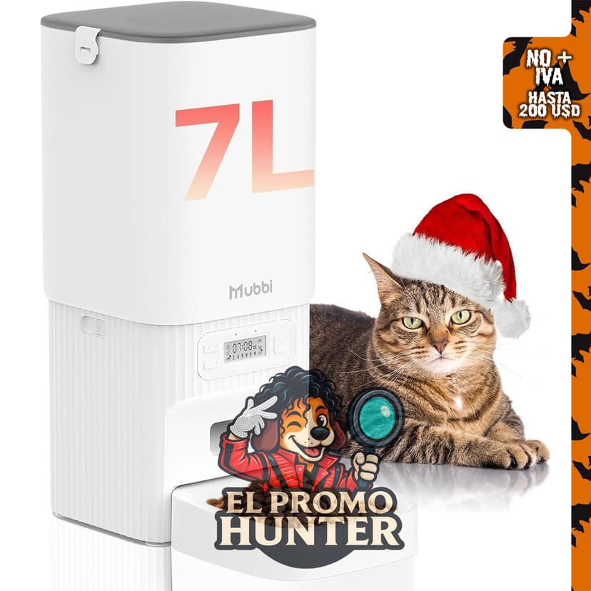 Comedero automático para gatos de 7 L (29 tazas) con bolsa desecante, programable para 1 a 6 comidas.