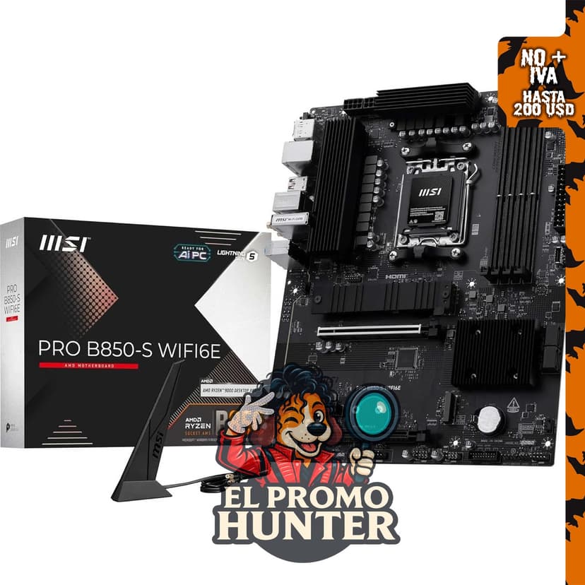 MSI PRO B850-S WIFI6E Placa base ATX, compatible con procesadores AMD Ryzen 9000/8000/7000, AM5.