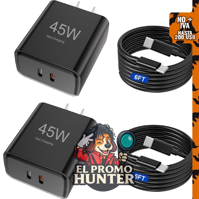 Cargador de pared rápido de 45 W con cables tipo C de 6 pies, compatible con Samsung Galaxy S26/S25 Ultra/Z Fold7/Z Flip5.