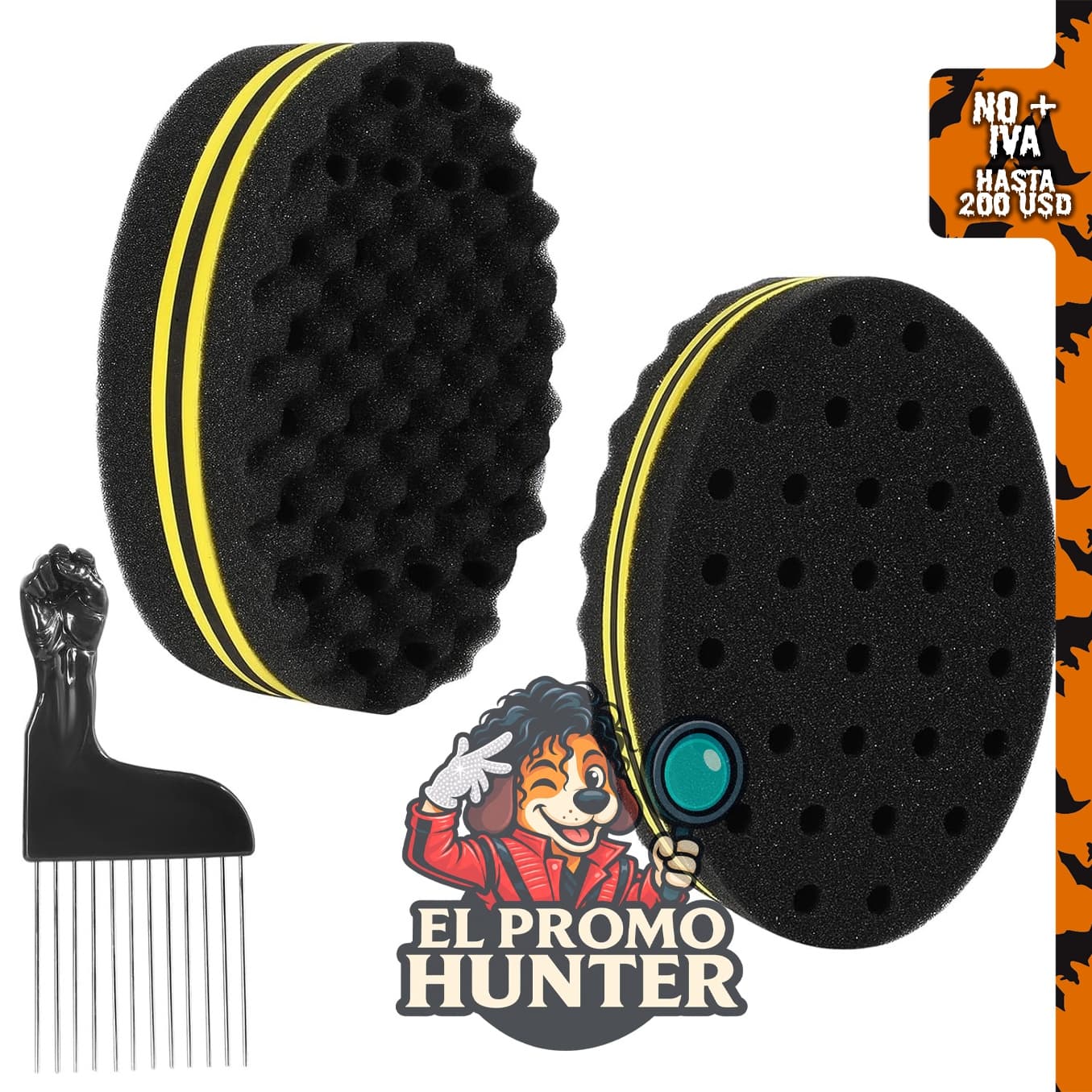 Esponja de pelo CXWUZH para rizos afro, incluye 2 piezas y 1 púa.