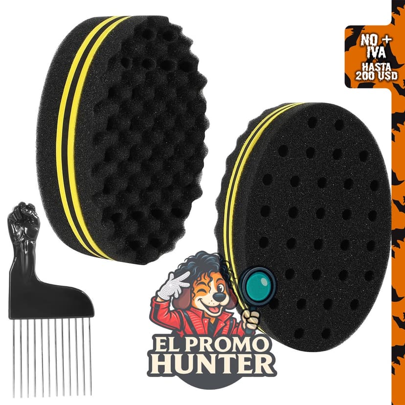 Esponja de pelo CXWUZH para rizos afro, incluye 2 piezas y 1 púa.