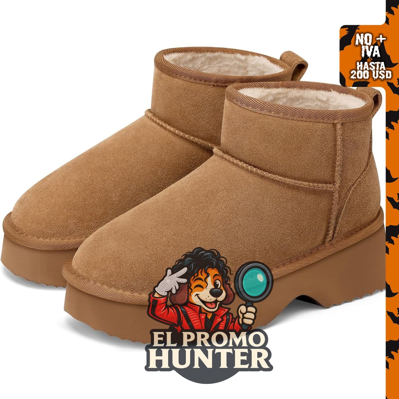 Botas de nieve para mujer de piel de ante genuina, impermeables y antideslizantes.