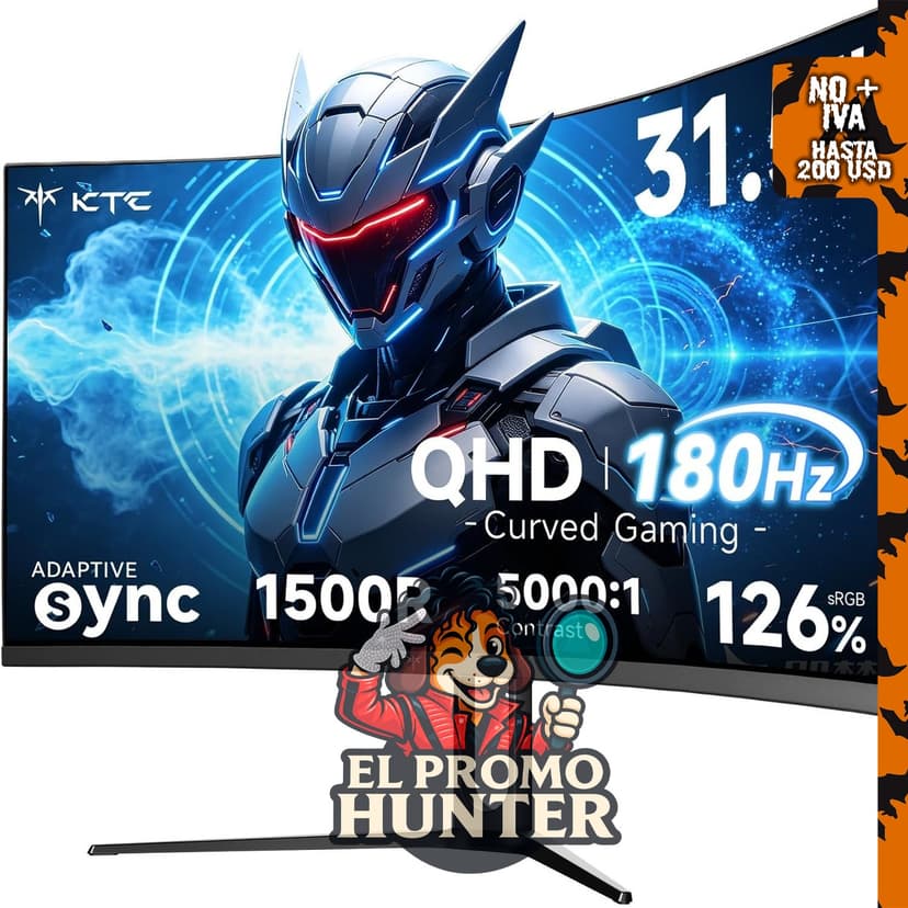 Monitor curvo KTC de 32 pulgadas, resolución QHD 1440P, frecuencia de actualización de 180Hz.