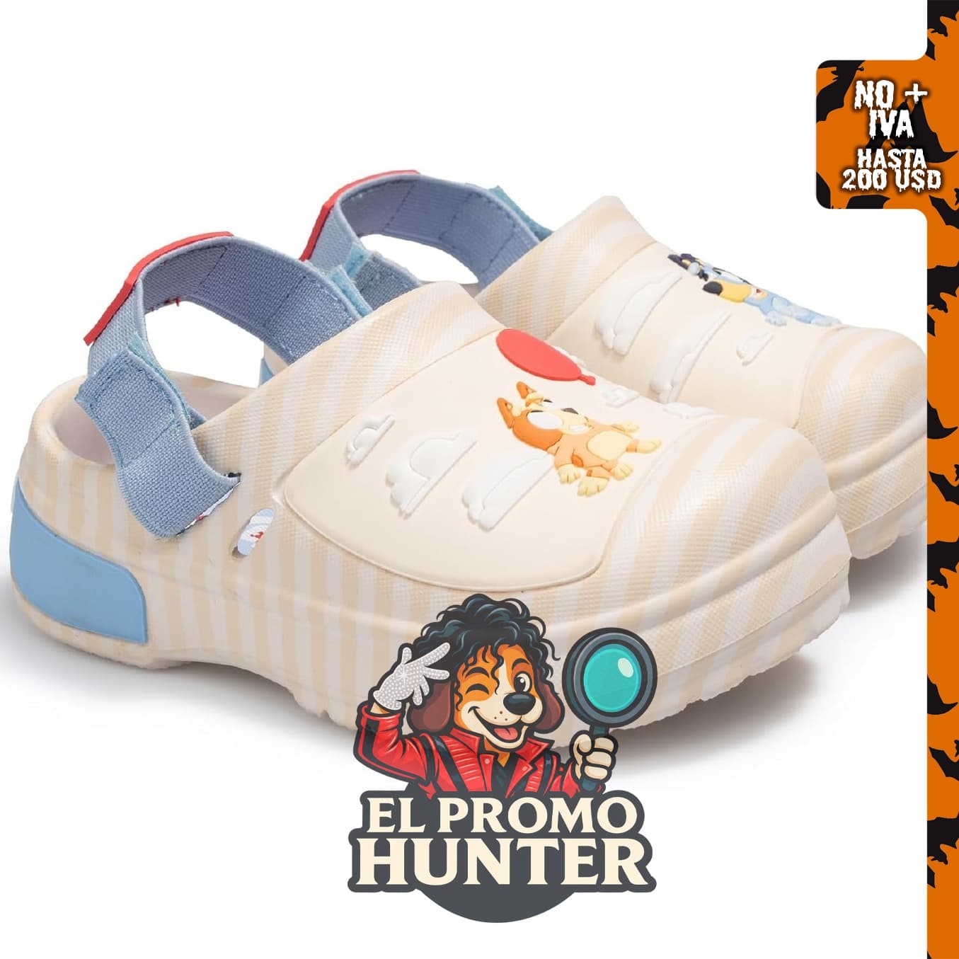 Bluey Zuecos para niños, sandalias ligeras sin cordones con correa trasera, zapatos de agua.