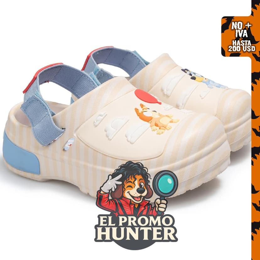 Bluey Zuecos para niños, sandalias ligeras sin cordones con correa trasera, zapatos de agua.