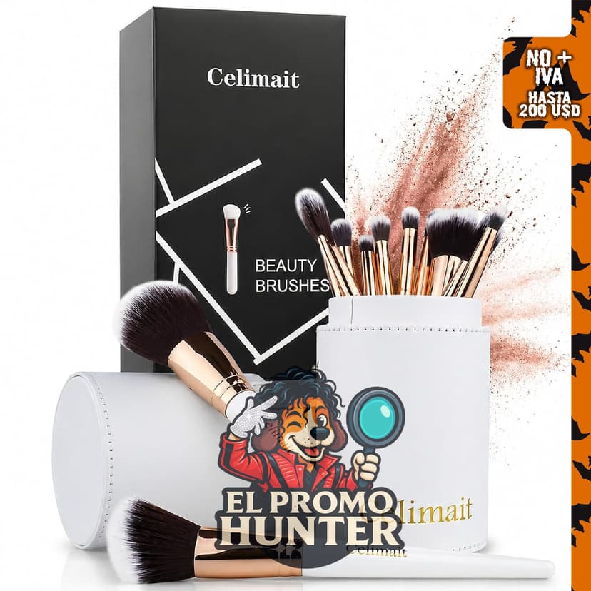 Juego de brochas de maquillaje de 12 unidades con cerdas sintéticas suaves y funda de diseño único.