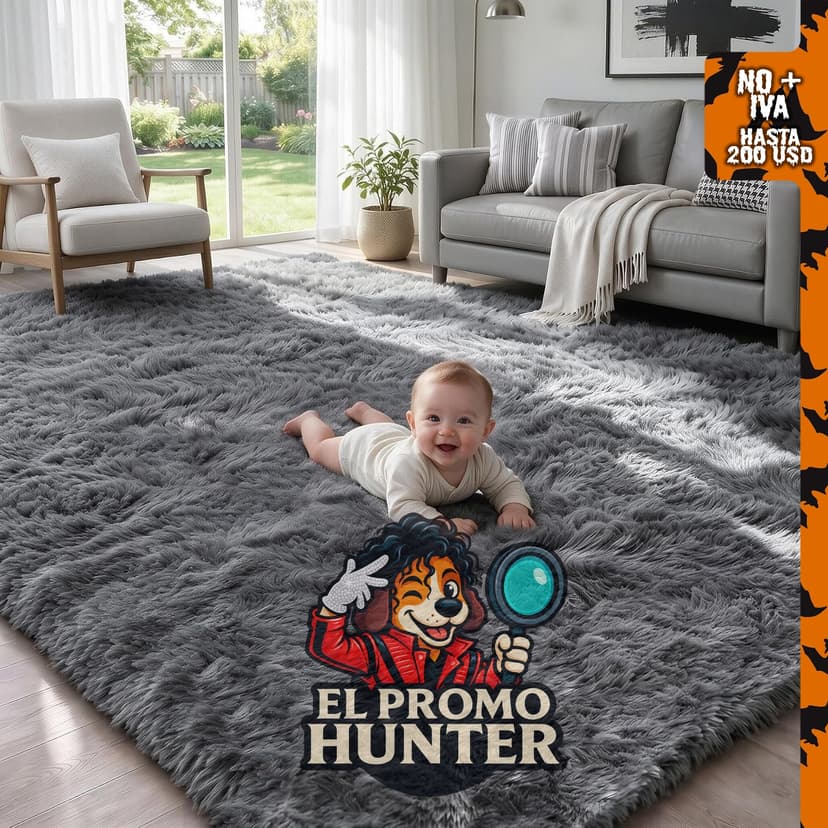 Alfombra peluda de 5 x 8 pies para sala de estar y dormitorio.