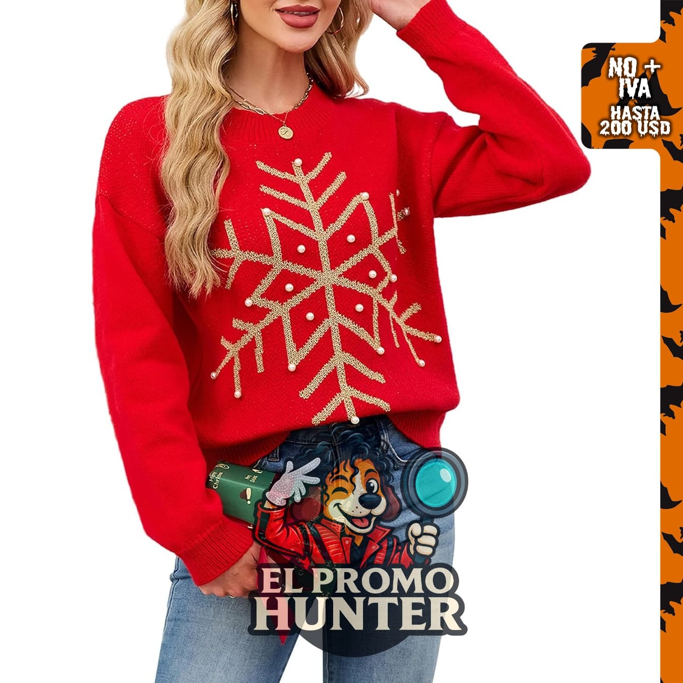 SunnyMelody Suéter feo divertido de Navidad para mujer, gran tamaño, cuello redondo.
