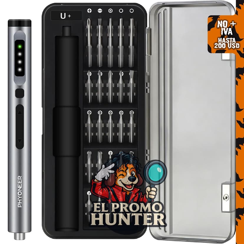 Mini destornillador eléctrico PHYONEER, juego de destornilladores.