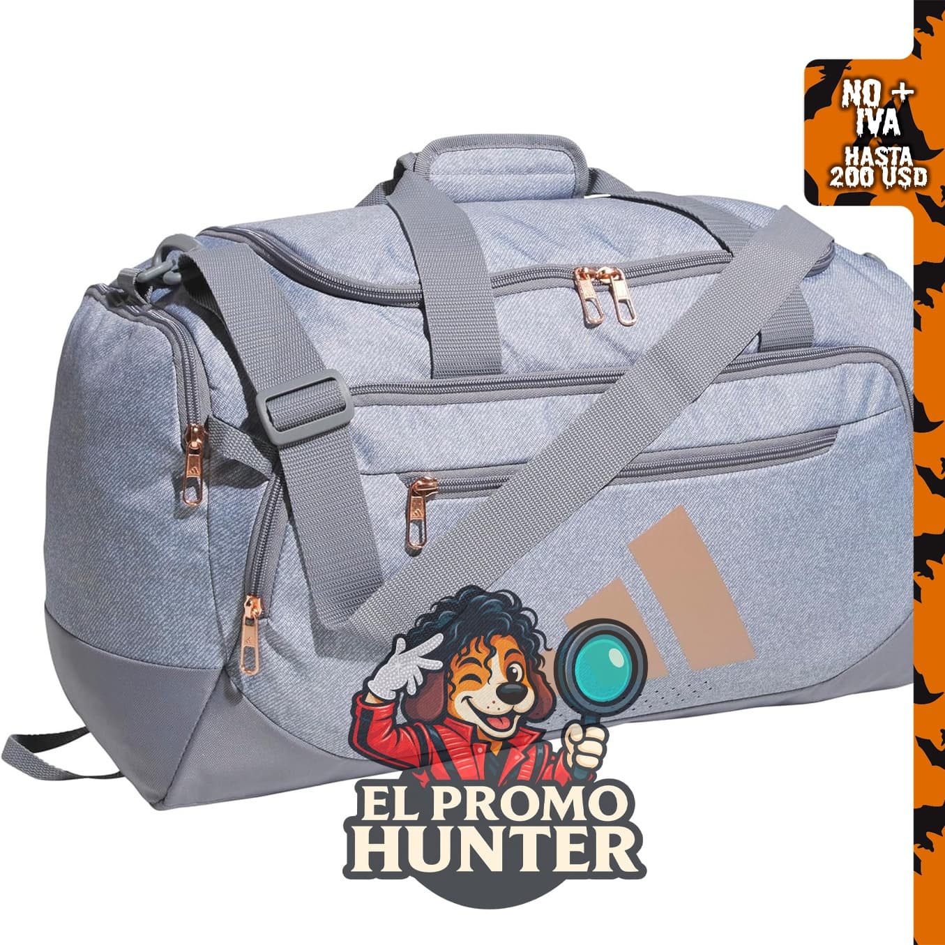 adidas Defender - Bolsa de lona gris y oro rosa, tamaño OSFA.