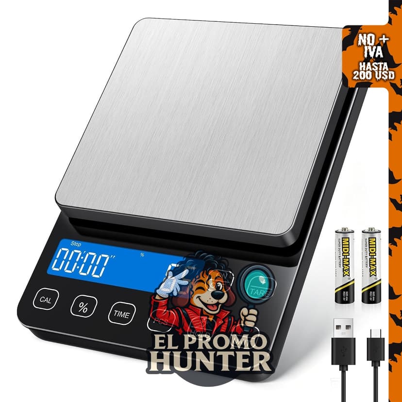 Báscula digital ZORAVIXO para cocina, capacidad de 10 kg (22 lb) y precisión de 0.004 oz.